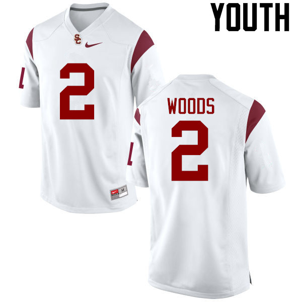 Youth #2 Robert Woods USC Trojans College Football Jerseys-White - Click Image to Close